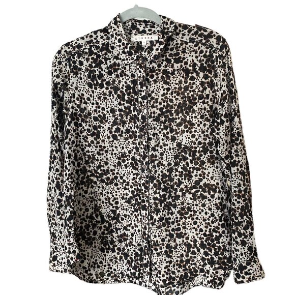 XIRENA 100% Gauze Cotton Leopard Print Button Up Shirt Top Size S - Picture 1 of 7